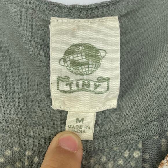 Anthropologie Tiny green bohemian sleeveless blouse women's size Medium - Picture 5 of 11